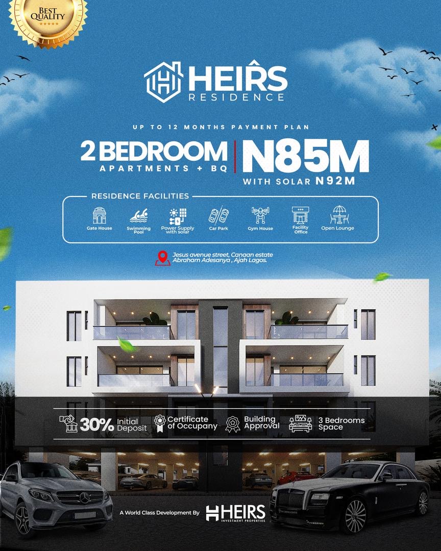 Promising 2 bedroom off-plan project at Canaan Estate, after LBS, Ajah Lagos. With 12 months interest free payment plan and less than 18months delivery time line. 